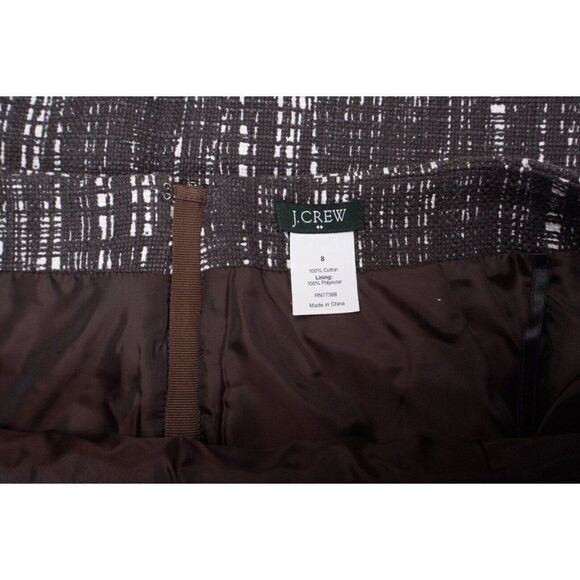 J Crew Womens Straight Pencil Skirt Mini Sz 8 Gray White Printed Cotton - Picture 7 of 7